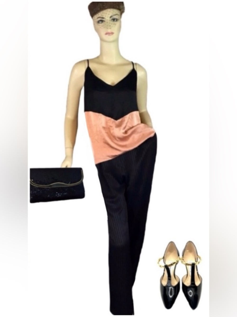 PEYTON JENSEN SATIN COPPER & BLACK TUNIC (L)